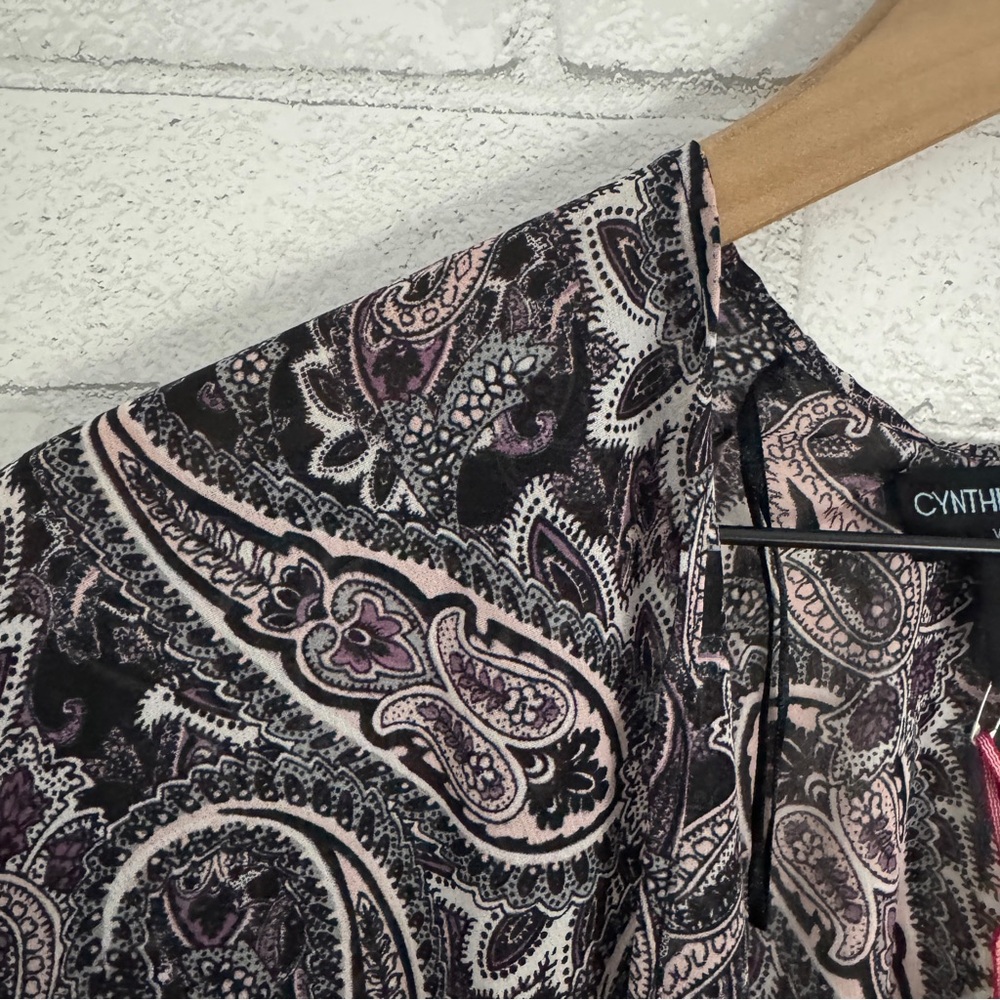 CYNTHIA ROWLEY Black Paisley Kimono with Tassels - Picture 8 of 9